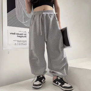 Pants for Kids Girl 7-16 Years Old Loose Pants for Teens Girls 3 Pockets Cargo Pants Wide Leg Trousers Baggy Pants Jogger Pants Elasticated High Waist Pants Straight Leg Pants Casual Pants Cotton Korean Style