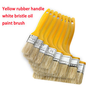 Yellow Rubber Handle White Bristle Brush Tool Decoration Paint Coating Latex Cleaning Barbecue Baking Painting
