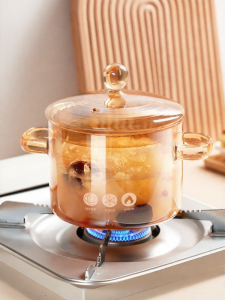 KuaKe | Home Use Double-ear Borosilicate Glass Soup Pot Transparent Stove Top Electric Hob Heat Resistant