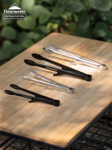 Campingmoon | Non-slip Stainless Steel Food Tongs with Stand