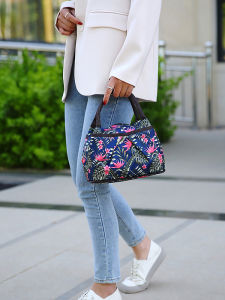 กระเป๋าสะพายไหล่ผ้าอ็อกซ์ฟอร์ดสำหรับผู้หญิง กระเป๋าใส่โทรศัพท์มือถือแบบมินิ กระเป๋าถือขนาดเล็กสำหรับผู้สูงอายุ ปิดด้วยซิป หลายชั้น ลายดอกไม้ ปี 2024