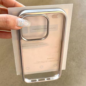 Transparent Soft Edge Silver Plated Frame Pure Color Anti-Fall Protection for Apple 14/15 11/12promax XS/XR 7P Business Style