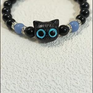 Cute Big Eye Cat Luminous Bracelets For Women Cartoon Animal Pendant Beaded Hand Chain Friendship Couple Bracelet Jewelry Gift Matching Bracelets Couples Women Men Luminous Cute Cat Friendship Bracelete Black White Cat Head Bangles Glow In The Dark Gift