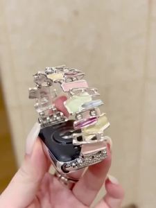 Dopamine Strap For Apple Watch 12 11 10 9 8 7 6 5 4 SE Geometric Lady Metal Elastic Bracelet iWatch 42mm 40 38 41 49 46 45 44mm