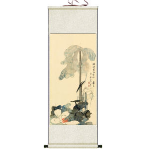 All the Best Zen Bird-and-Flower Painting Persimmon Xuan Paper Hanging Painting Study Traditional Chinese Painting Entrance Painting Orchid Schappe Silk Scroll