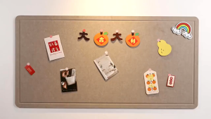 🇸🇬 Foldable Large Felt Bulletin Board - Khaki / Decorative Picture Framed Display Board for School / Photo Wall Board / Self-Adhesive Vision Board