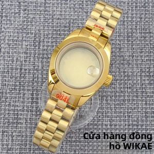 Vỏ Đồng Hồ Nữ 28mm Hai Màu Bạc Vàng Hồng Với Viền Tròn Dập Nổi Đánh Bóng Kính Sapphire Chống Nước Máy NH05