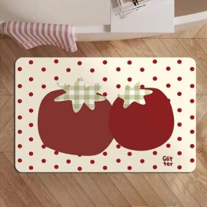 VIKAMA Retro Star Tomato Patterned Bathroom Mat Non Slip Washable Entryway Floor Mat for Bathroom Kitchen Home Decor
