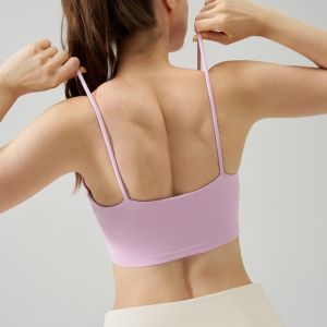 เสื้อชั้นในกีฬาแบบสายเดี่ยวสีพื้น บราออกกำลังกาย โยคะ ฟิตเนส สำหรับผู้หญิง ซับแรงกระแทก กระชับ เหมาะสำหรับการเล่นกีฬา
