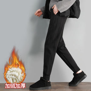 Gray Sports Pants Female Loose Tappered Spring & Fall Winter Black Sweatpants Fleece-lined Thickened American Straight-leg Casual Ankle-Length Pants