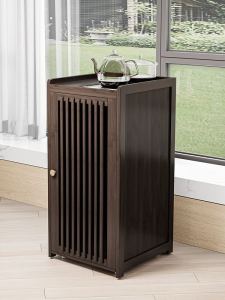 Mobile Tea Table Water Boiler Integrated Bamboo Storage Cabinet New Chinese Style Home Office Tea Desk Side Table Organizer