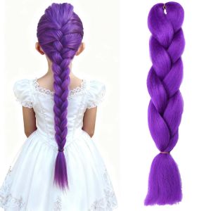 Synthetic 24inch Long Purple Braiding Hair Extensions for Braids Ru mi Braiding Hair for Stage Party CosplayMulti-colored Braid