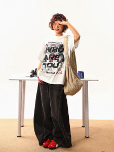 Áo Thun Tay Ngắn in Họa Tiết Hip Hop Mỹ Mùa Xuân Dáng Rộng Thoải Mái Thường Ngày Cotton 100% Áo Thun Nam Nữ