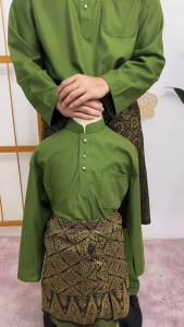 2026 BAJU MELAYU RAYA REGULAR SLIM FIT WARNA OLIVE GREEN SOFT COTTON BUDAK & DEWASA C023BM / BMC