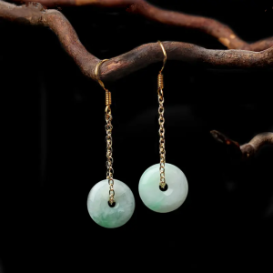 Hoa Tai Ngọc Bích Tự Nhiên A-grade Mới 925 Bạc Dài Phong Cách Hàn Quốc Thời Trang Học Sinh Cá Tính Trang Sức Tai