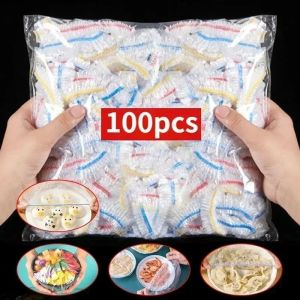 100PCS Food Fresh-keeping Plastic Bag Dust Elastic Cover Plastic Wrap Storage Bag Disposable Cover Colorful Saran Wrap