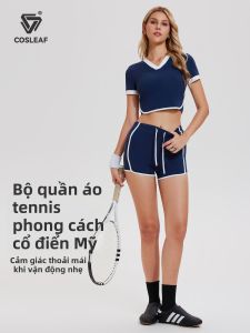COSLEAF | Bộ Yoga Thoáng Khí Áo Crop Ngắn Tán Hở Góc Quần Dây Rút Cao