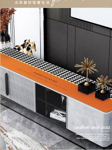 ผ้าปูโต๊ะหนังสำหรับตู้วางทีวีแผ่นรองตู้รองเท้าผ้าคลุมกันน้ำหรูหราเบาๆสไตล์นอร์ดิกผ้าคลุมตู้ข้างโต๊ะน้ำชา PVC แบบหนา