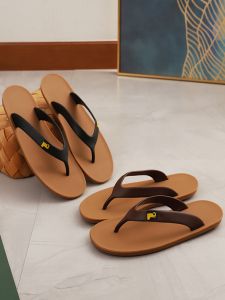 Mens Handmade Rubber Sandals Anti-Slip Odor-Resistant Wear-Resistant Summer Slippers Casual Flat Heel Color Block Design