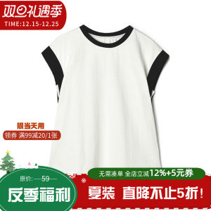 Casual Style Color Block Cotton Blend Hoodie Womens T-Shirt Summer 2025 Season round Neck Sleeveless Fashionable Streetwear