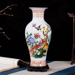 Chinese Style Ceramic Flower Vase Large Porcelain Bottle Simple Home Decor Artifacts Display Piece Jingdezhen Ceramics