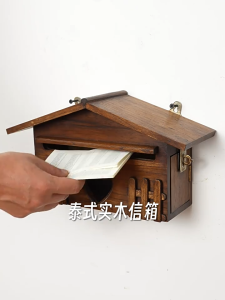 Vintage Post Mailbox Wall Mounted Design Wood Decorative Post Mail Box Wooden Letter Box Decor Mailbox