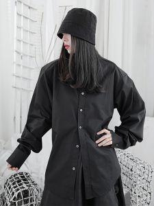 เสื้อเชิ้ตคอเหลี่ยมทรงหลวมสไตล์ย้อนยุคแบบใหม่ฤดูใบไม้ร่วง Hidden Seeker ทรงไหล่กว้างแบบดิสเซ็คการ์ด เสื้อเชิ้ตทรงหลวมแบบสามมิติสำหรับผู้หญิง