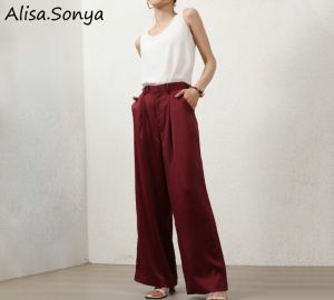 เอวสูงกางเกงทางการหรูหรา ทรงตรงผ้านุ่มสลวย ขากว้าง ผู้หญิง กางเกง Palazzo
