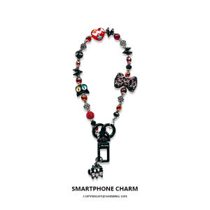 Shininglife Original Black Cat Phone Strap Womens High-end Alloy Rhinestone DIY Pendant Wrist Short Chain Key Ring Anti-loss Handheld Double Buckle Creative Phone Case Chain Hanging Piece