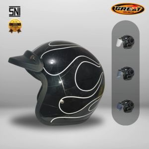 Great Helm Bogo Motif Api Original Pria Termurah 100% SNI M01