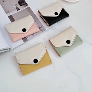 Hot Selling Korean Fashion Cute Envelope Ladies Wallet Ins Stitching Bow Short Card Holder Purse Women C35Black C351-16