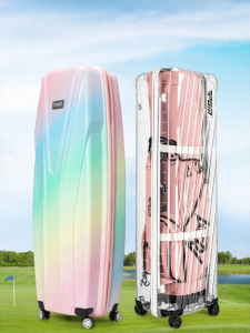 PGM GOLF | Womens Golf Travel Bag with Rotatable Wheels Transparent Hard Shell New Design