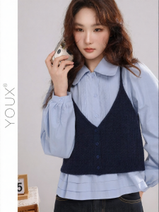 YOUXIANG | Áo Knit Đen Dạng Halter Thời Trang Để Lớp Tiếp Theo