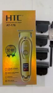Alat Cukur HTC AT-176 GOLD Clipper Trimmer with LED Display USB Rechargeable Cordless