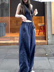 Summer Fashion Streetwear Womens Hot Girl Casual Outfit Two-Piece Set Pure Desire Trendy Vest And Long Pants Ensemble