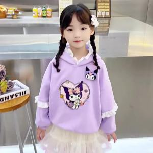 เสื้อสเวตเตอร์มีฮู้ดสามสีสำหรับเด็กหญิง Kuromi บวกกับกระโปรงนูนสำหรับฤดูใบไม้ร่วง 2024 เสื้อผ้าฤดูใบไม้ร่วงสไตล์ตะวันตกของเด็กใหม่ที่นิยมในโลกออนไลน์ 2.13.1