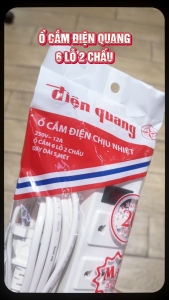 Ổ cắm điện đa năng Điện Quang ĐQ 001A-01 (6 lỗ 2 chấu) công suất 2500w tự ngắt khi quá tải BH 12 tháng