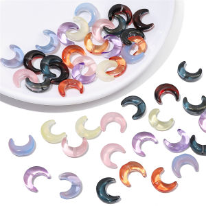 10Pcs 15x12mm Colorful Crystal Glass Moon Charm Beads Fit for 8mm Beads for Necklace Bracelet DIY Jewelry Making Supply