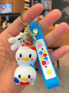 Disney Keychain Cute Mickey Lotso Backpack Doll Cartoon Car Key