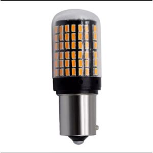 *ไฟเลี้ยวกระพริบเร็ว 144ชิพ 1156/150องศา ขั้วเยื้อง 1จุด แคนบัส สามารถ สลับบวกลบได้ มีแก้วครอบหัวไฟ สีส้มขั้วบิด 12V爆闪黄色