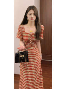 CHANGTONG | Summer Graceful Grid Waist Accentuating Dress