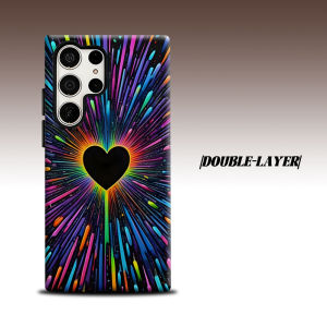 rainbow heart burst For Samsung Galaxy S26 S25 S24 A56 A36 Dual Layer Luxury Fashion Full Lens Protective Case