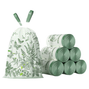 ถุงขยะพลาสติกแบบมีเชือกผูกหนา Okiss เครื่องมือทำความสะอาดในครัวเรือน ใช้ได้ทุกที่ ถุงขยะแบบมีเชือกผูกแบบไม่ต้องฉีก