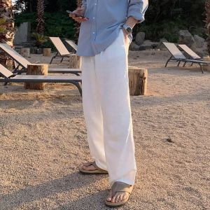 Quần Dài Nam Ống Rộng Bằng Vải Lanh Mùa Hè 2025 Quần Dài Thể Thao Thường Ngày Rộng Rãi Dáng Thẳng Thoải Mái Thời Trang