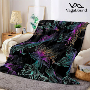 BILIBILI | neon rainbow lily line art Flannel Blanket Warm Soft Halloween Christmas Decorative Couch Warm Cozy All-Season Gift