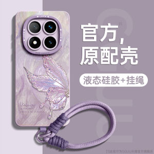 เคสโทรศัพท์ซิลิโคนน้ำเหลว Redmi Note14Pro พร้อมสายคล้องคอแบบเต็มจอป้องกันการตกหล่นพร้อมสายรัดแขน 15 pro เปลือกโทรศัพท์แบบใหม่สำหรับ Xiaomi