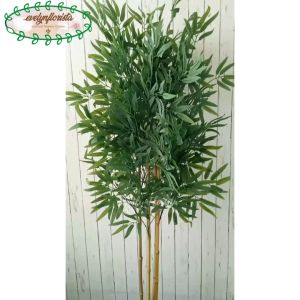 Pohon Daun Bambu Hijau Latex Artificial Pot Dasar Hitam Hiasan Kantor Aesthetic