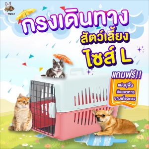 🇹🇭 กล่องเดินทางสัตว์เลี้ยง กรงหิ้วสัตว์เลี้ยง (ไซส์L) และกรงหิ้วแมว - มีแผ่นรองพื้นชามอาหารถ้วย