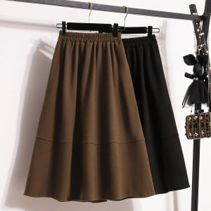 plus Size Womens Autumn Winter New Style Plaid High Waist Skirt Mid-Length A-Line Half Bodycon Slimming Belly Covering Skirt