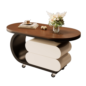 โต๊ะกาแฟทรงกลมขนาดเล็กแบบเคลื่อนที่ได้สำหรับห้องนั่งเล่น บ้านพักอาศัย ชิ้นส่วนโซฟา เรียบหรู อันดับต้นๆ ของศิลปิน โต๊ะหน้ายาว ไม้แท้